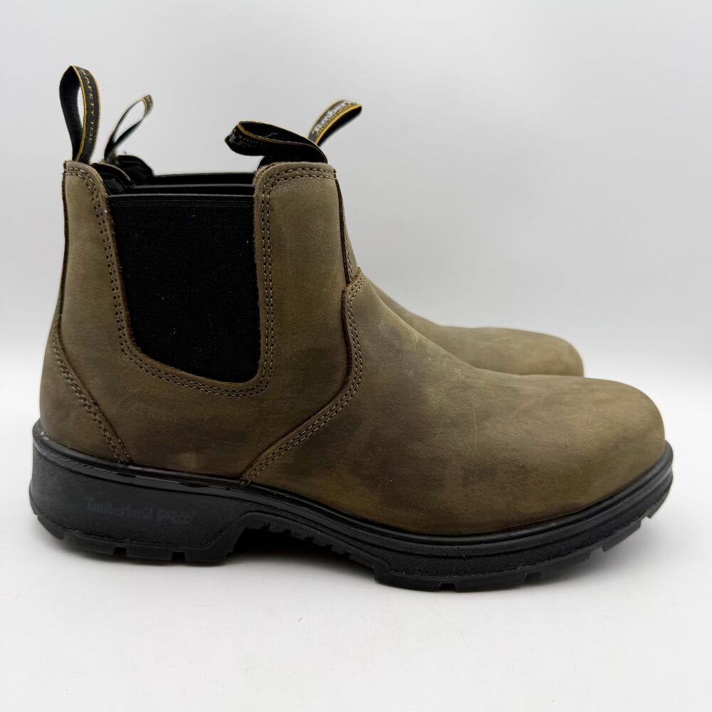 Timberland Pro Mens Nashoba Work Boots 7.5 Brown WP EH Comp Toe Pull-On EUC